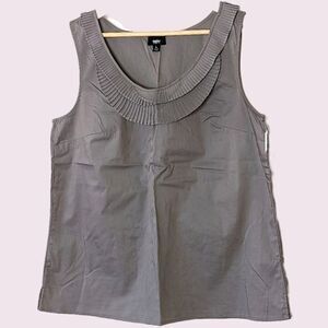 Mossimo Grey Green Stretch Cotton Pleated Trim Sleeveless Tank Top size L